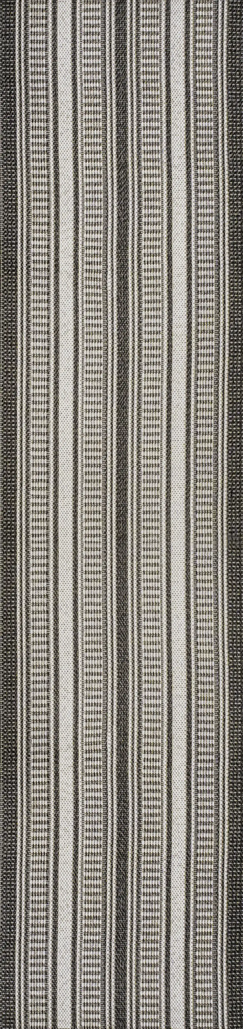 8' Black And Cream Striped Indoor Outdoor Runner Rug Photo 1