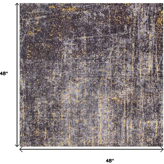 5' Black And Gold Chevron Washable Round Rug Photo 9