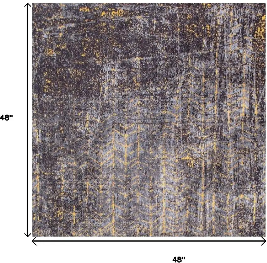 5' Black And Gold Chevron Washable Round Rug Photo 9