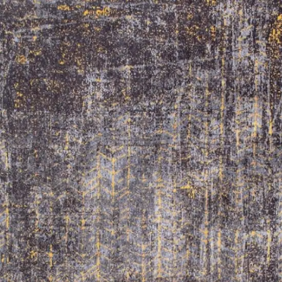 5' Black And Gold Chevron Washable Round Rug Photo 2