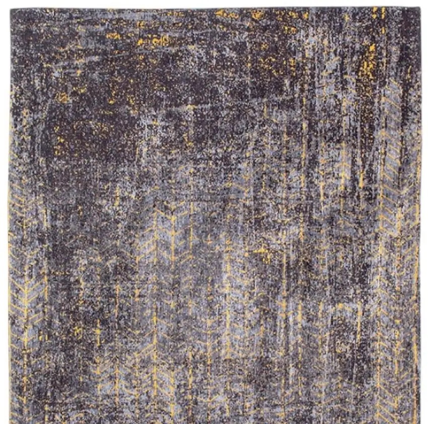 5' Black And Gold Chevron Washable Round Rug Photo 3