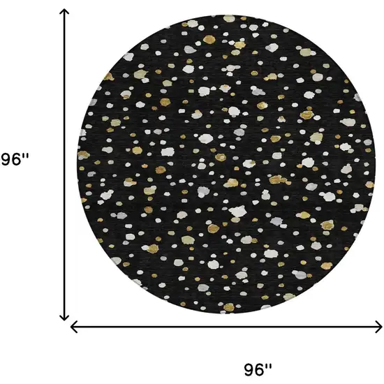 8' Black And Gold Round Geometric Washable Indoor Outdoor Area Rug Photo 7