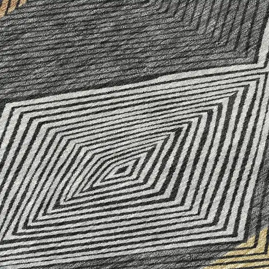 8' Black And Granite Gray Round Geometric Washable Indoor Outdoor Area Rug Photo 2