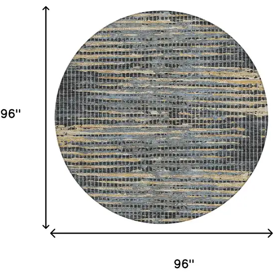 8' Black And Graphite Round Abstract Washable Indoor Outdoor Area Rug Photo 6