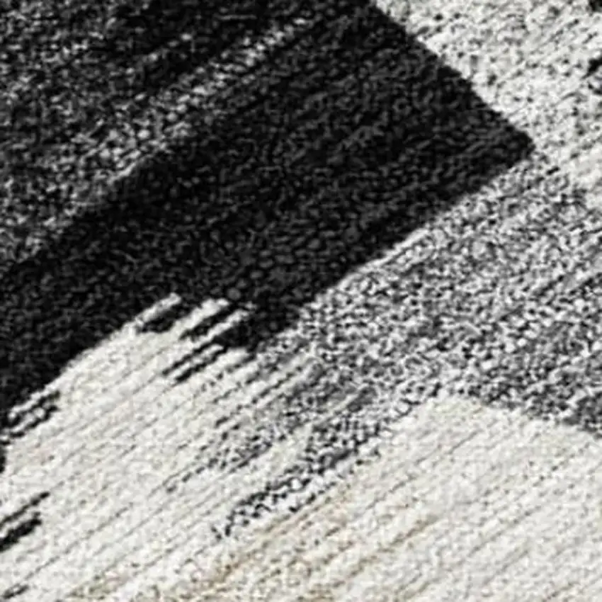 8' Black And Graphite Round Abstract Washable Indoor Outdoor Area Rug Photo 8