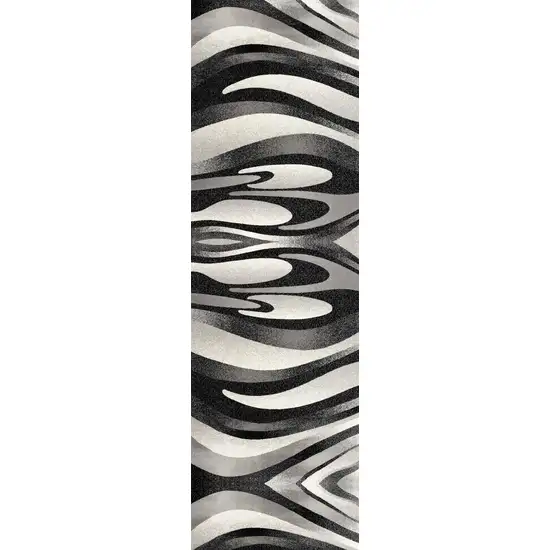 6' Black And Gray Abstract Runner Rug Photo 4
