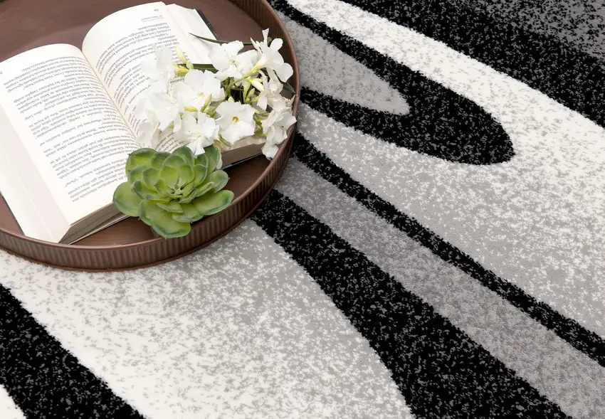 12' Black And Gray Abstract Runner Rug Photo 7