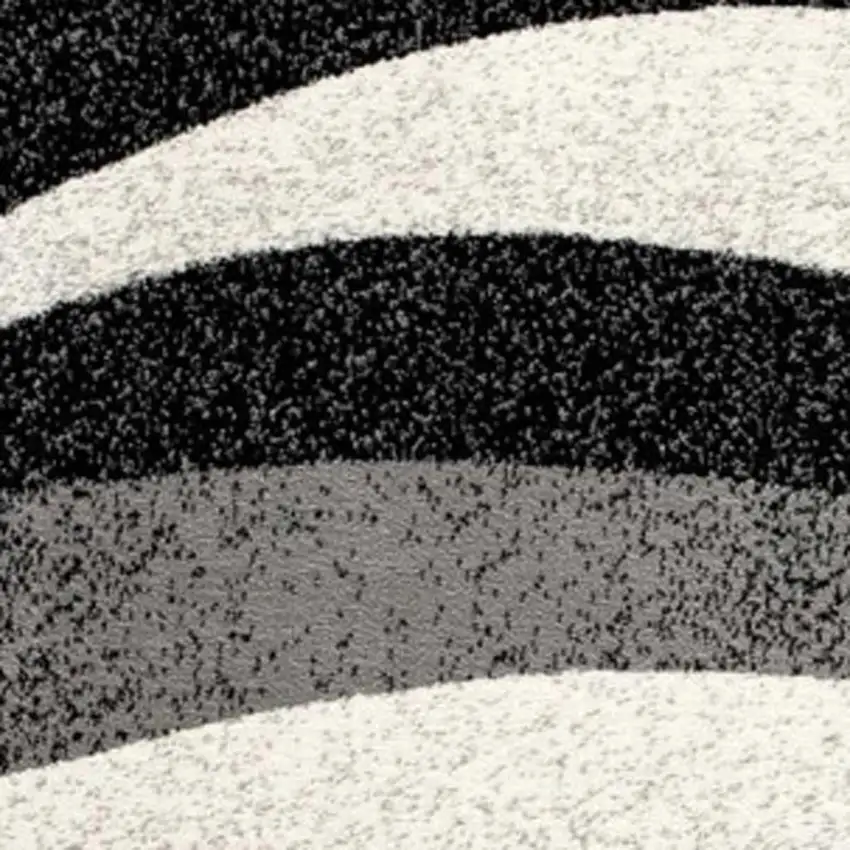 7' Black And Gray Abstract Runner Rug Photo 4