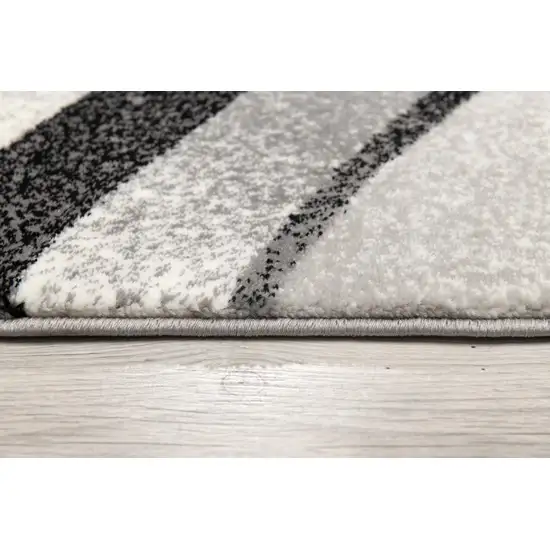7' Black And Gray Abstract Runner Rug Photo 9