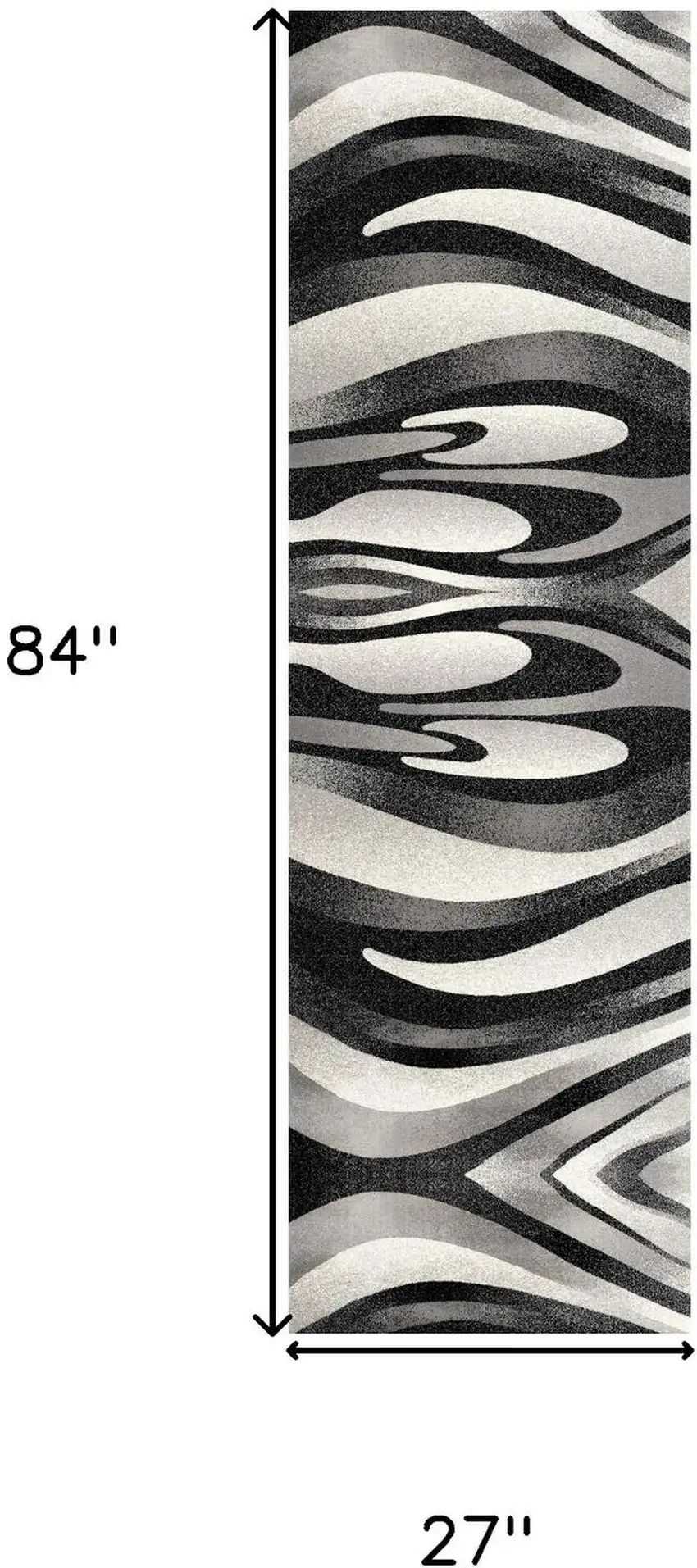 7' Black And Gray Abstract Runner Rug Photo 3