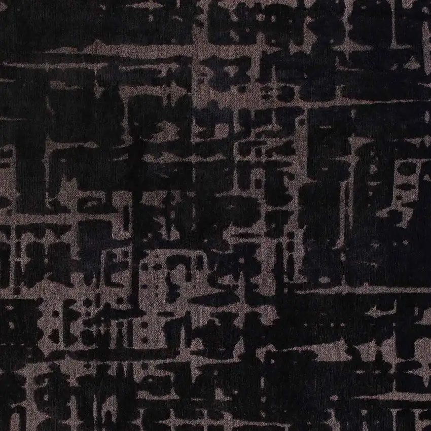 8' Black And Gray Abstract Washable Round Rug Photo 8