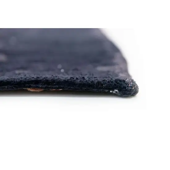 5' Black And Gray Abstract Washable Round Rug Photo 8