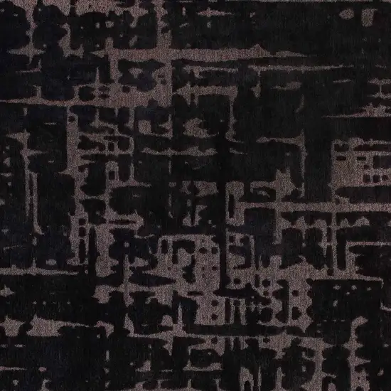 5' Black And Gray Abstract Washable Round Rug Photo 3