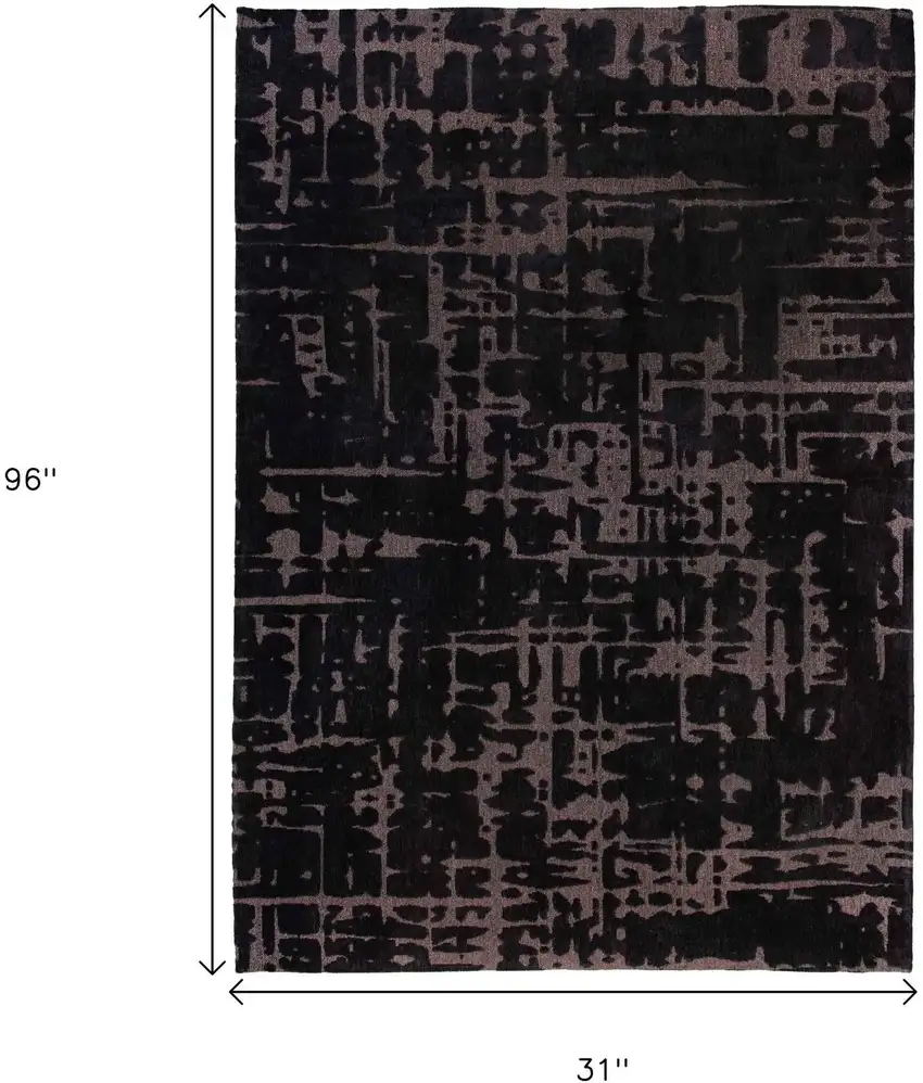 10' Black And Gray Abstract Washable Runner Rug Photo 8