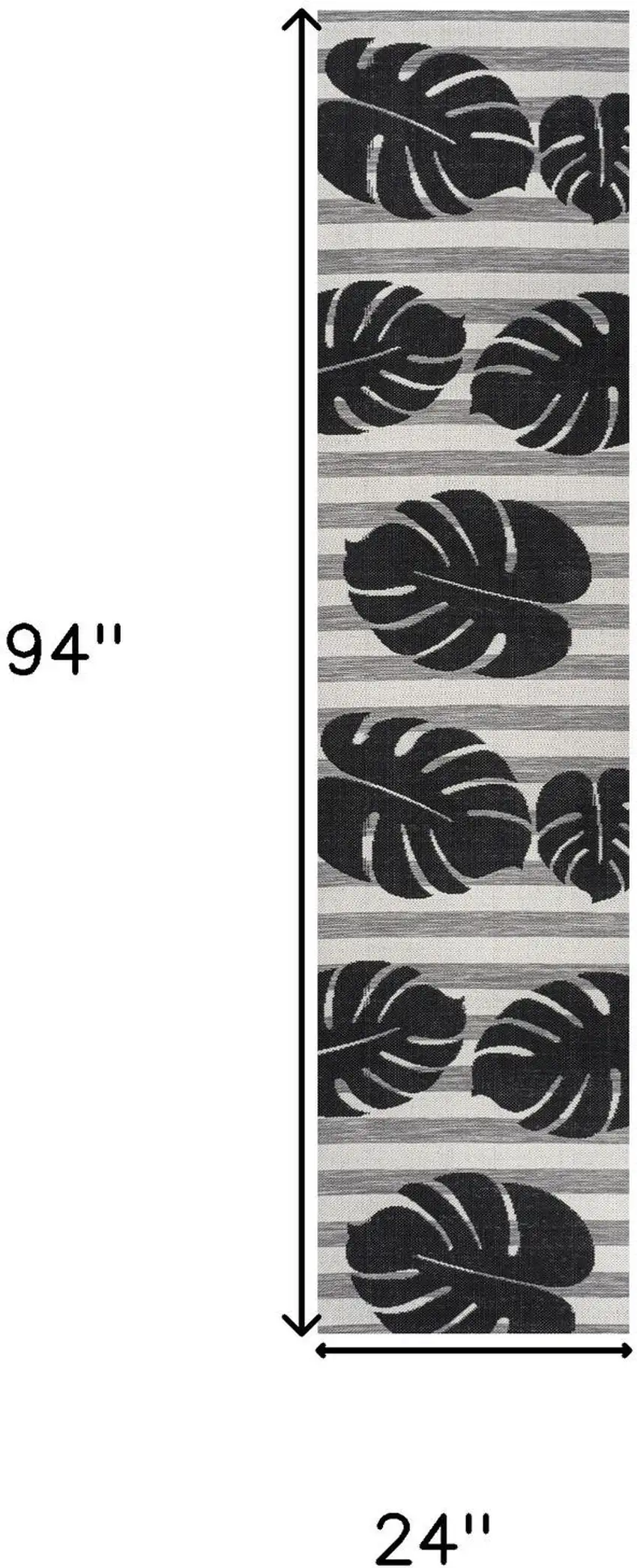 8' Black And Gray Floral Indoor Outdoor Runner Rug Photo 7