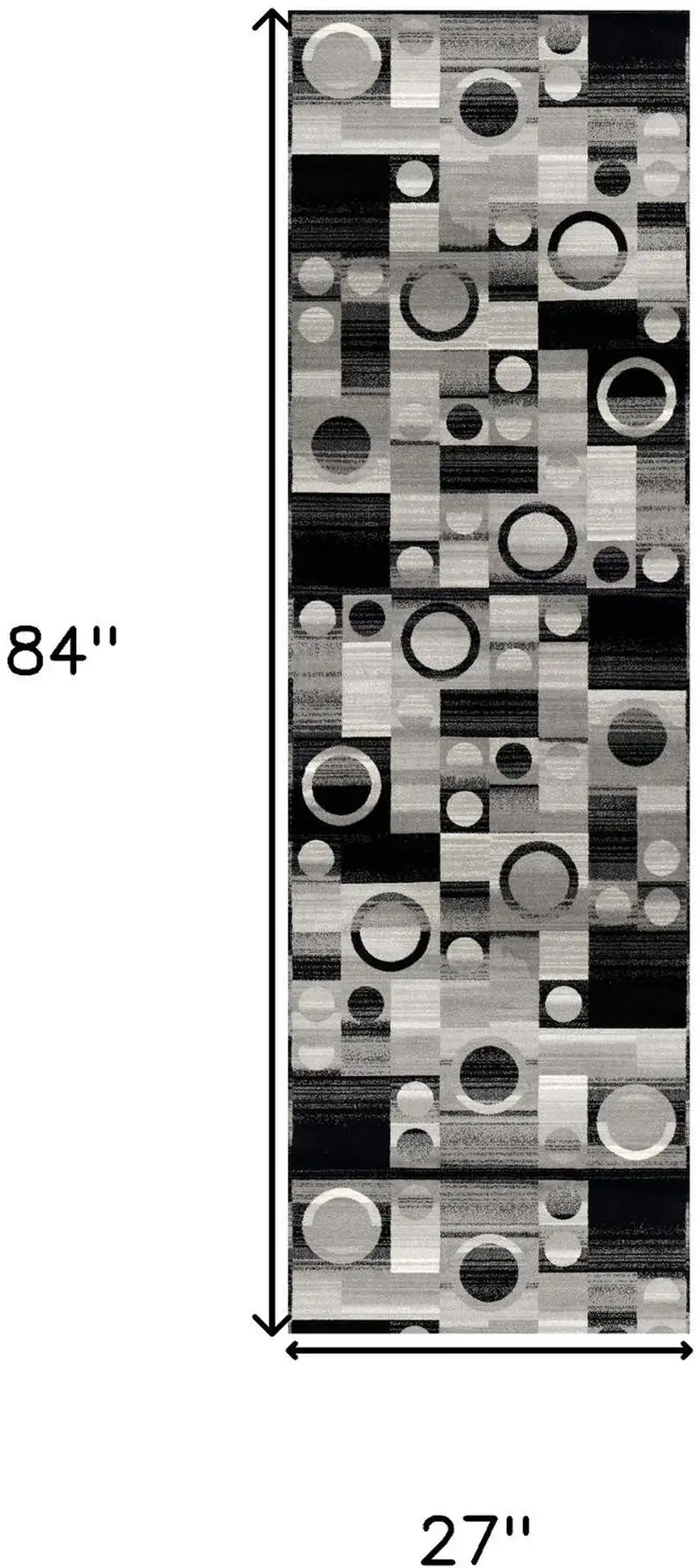7' Black And Gray Geometric Runner Rug Photo 5