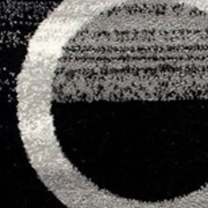 7' Black And Gray Geometric Runner Rug Photo 4