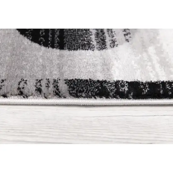 18' Black And Gray Geometric Runner Rug Photo 8