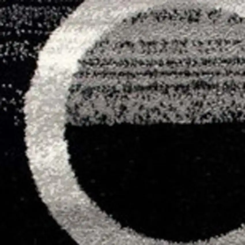 18' Black And Gray Geometric Runner Rug Photo 6