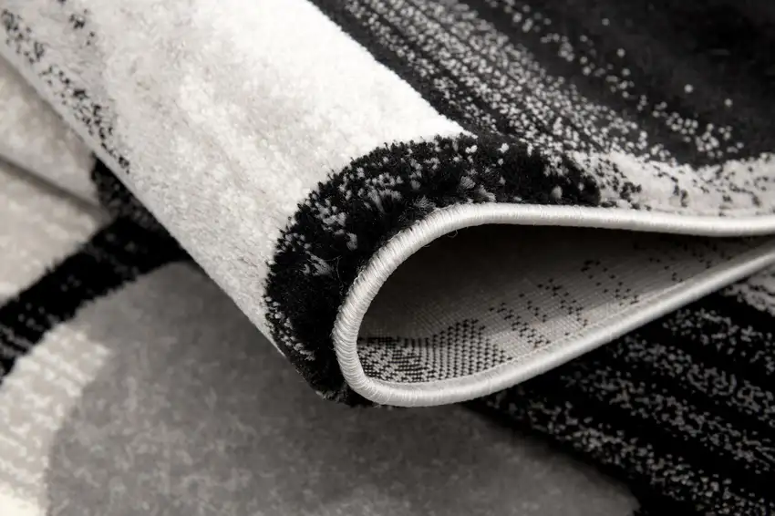 16' Black And Gray Geometric Runner Rug Photo 7