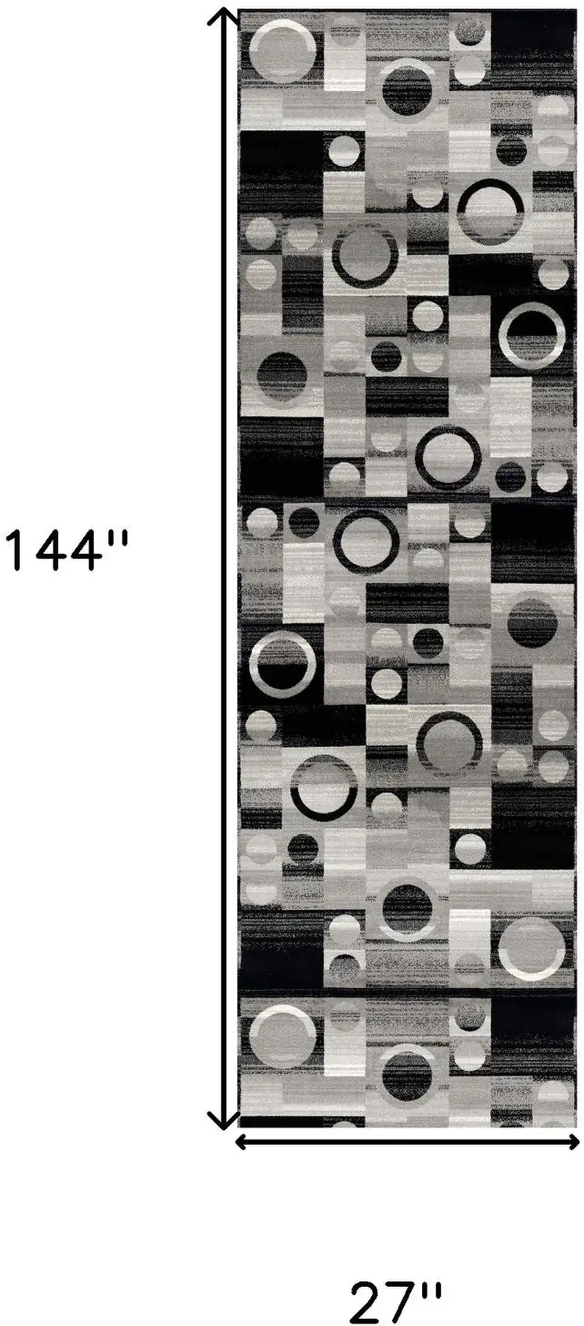 12' Black And Gray Geometric Runner Rug Photo 9