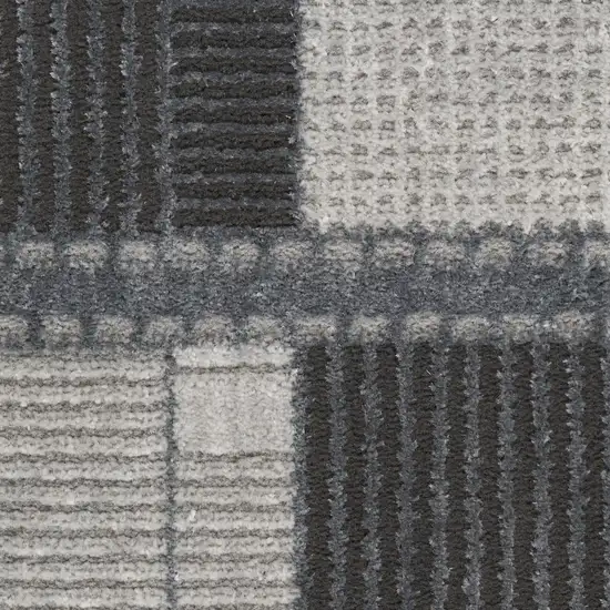 6' Black And Gray Geometric Runner Rug Photo 9