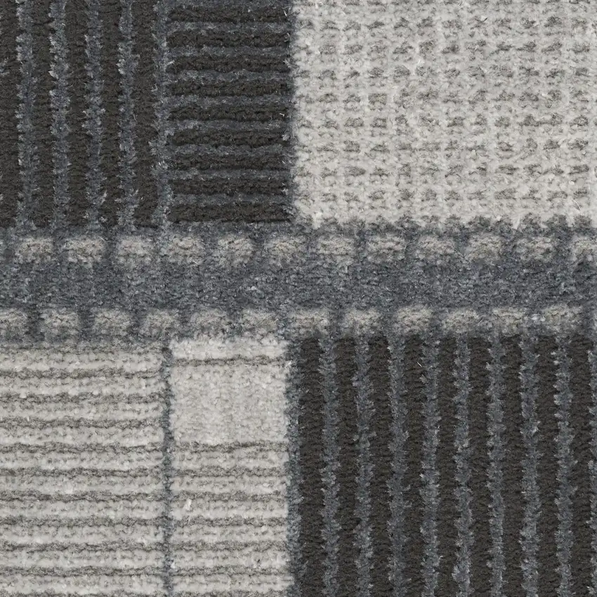 6' Black And Gray Geometric Runner Rug Photo 9