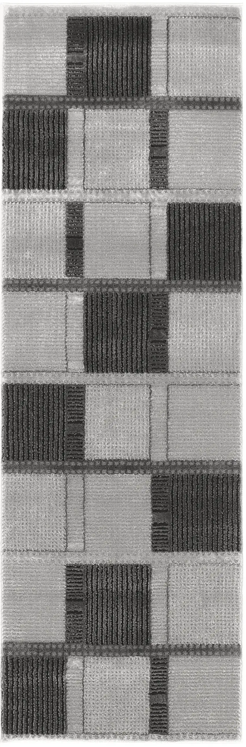 6' Black And Gray Geometric Runner Rug Photo 4