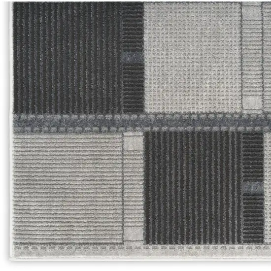 6' Black And Gray Geometric Runner Rug Photo 2