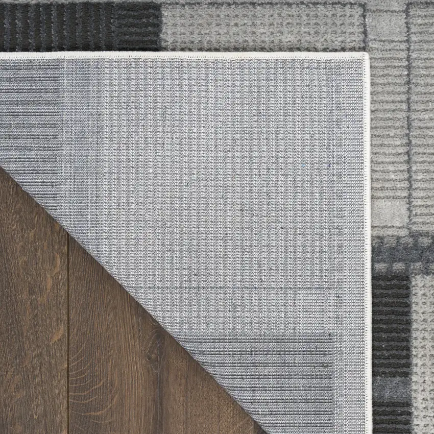 6' Black And Gray Geometric Runner Rug Photo 5