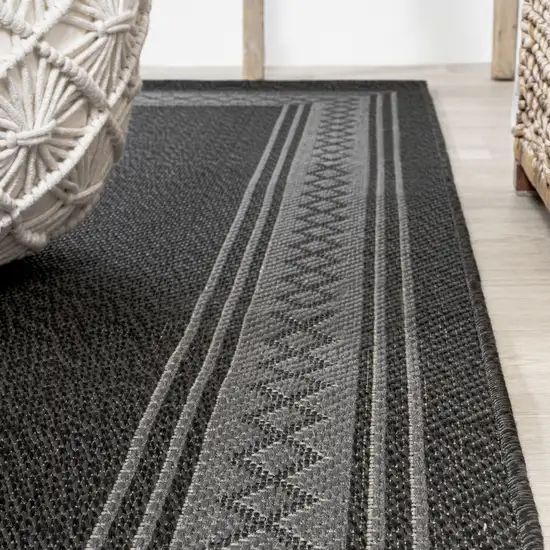 8' Black And Gray Indoor Outdoor Runner Rug Photo 7