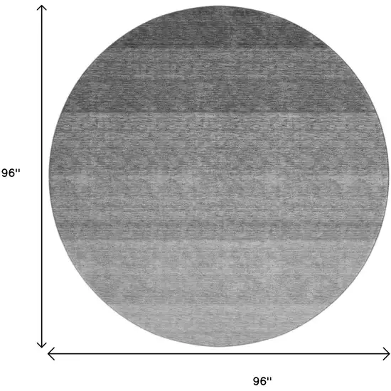 8' Black And Gray Ombre Washable Round Rug With UV Protection Photo 8
