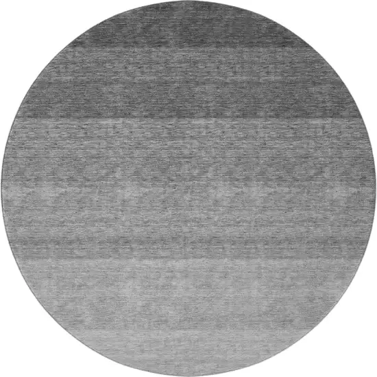 8' Black And Gray Ombre Washable Round Rug With UV Protection Photo 2
