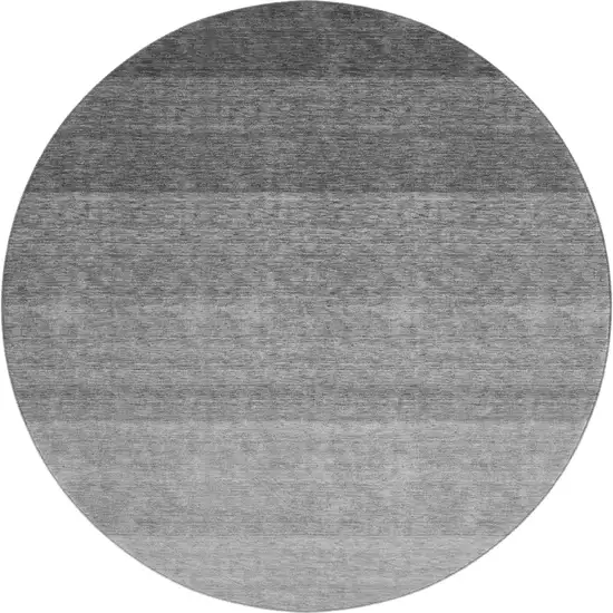 8' Black And Gray Ombre Washable Round Rug With UV Protection Photo 1