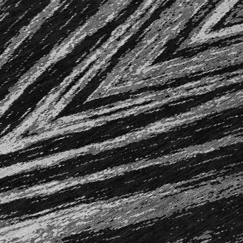 8' Black And Gray Round Abstract Washable Indoor Outdoor Area Rug Photo 8