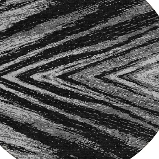 8' Black And Gray Round Abstract Washable Indoor Outdoor Area Rug Photo 4