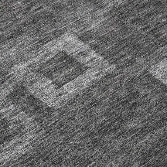 8' Black And Gray Round Geometric Washable Indoor Outdoor Area Rug Photo 9