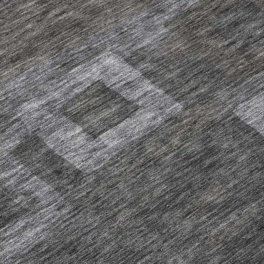 8' Black And Gray Round Geometric Washable Indoor Outdoor Area Rug Photo 9