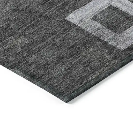 8' Black And Gray Round Geometric Washable Indoor Outdoor Area Rug Photo 4