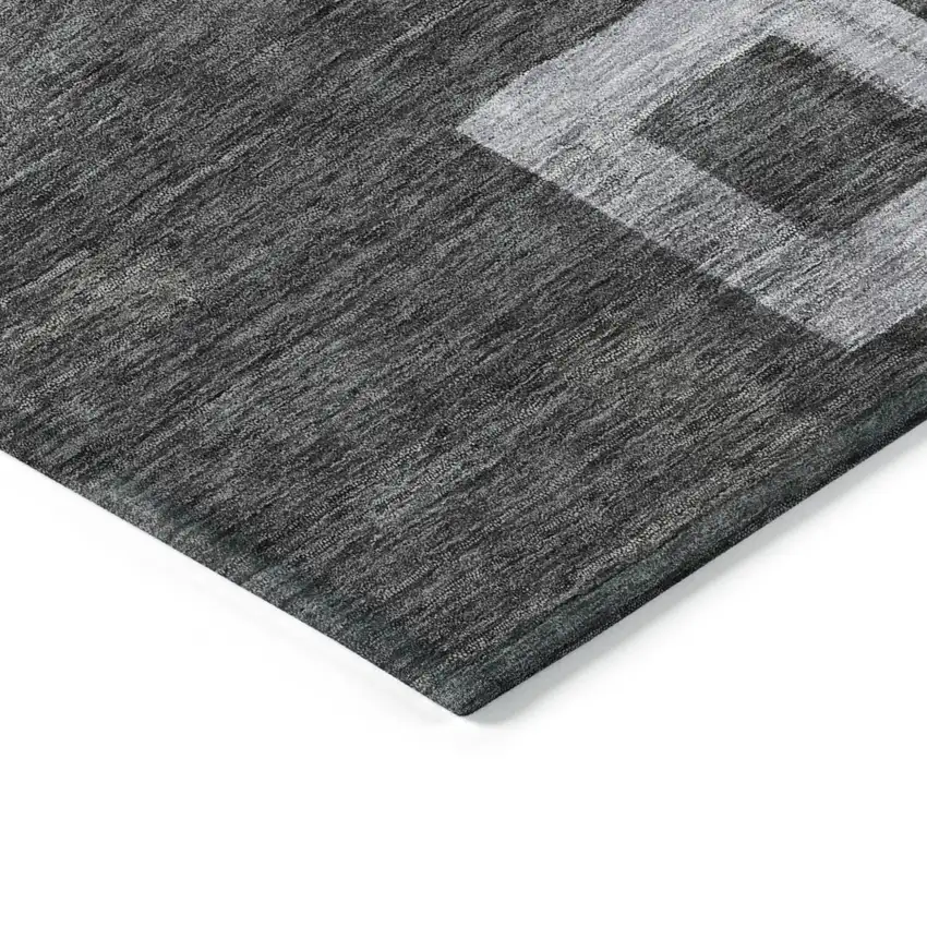 8' Black And Gray Round Geometric Washable Indoor Outdoor Area Rug Photo 4