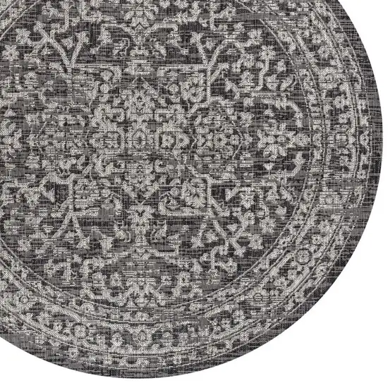 9' Black And Gray Round Medallion Indoor Outdoor Area Rug Photo 2