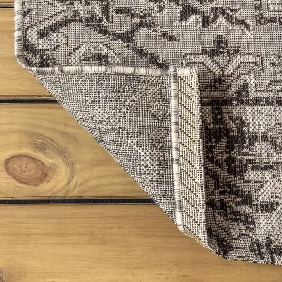 6' Black And Gray Round Medallion Indoor Outdoor Area Rug Photo 7