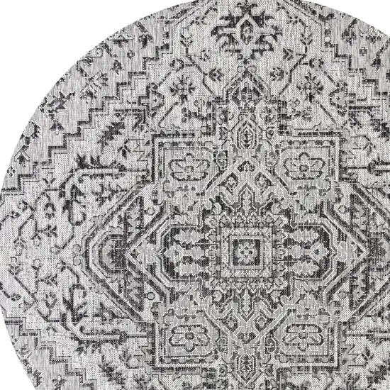9' Black And Gray Round Medallion Indoor Outdoor Area Rug Photo 2