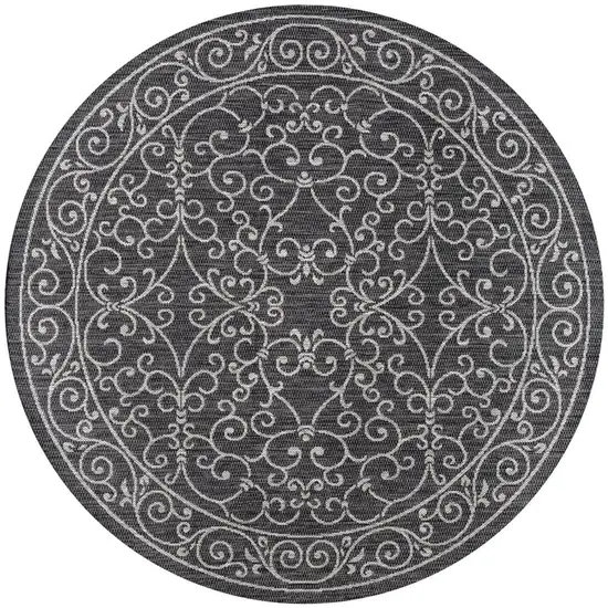 9' Black And Gray Round Medallion Indoor Outdoor Area Rug Photo 3