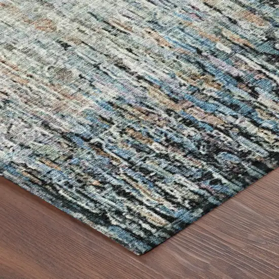 8' Black And Gray Round Striped Washable Indoor Outdoor Area Rug Photo 6