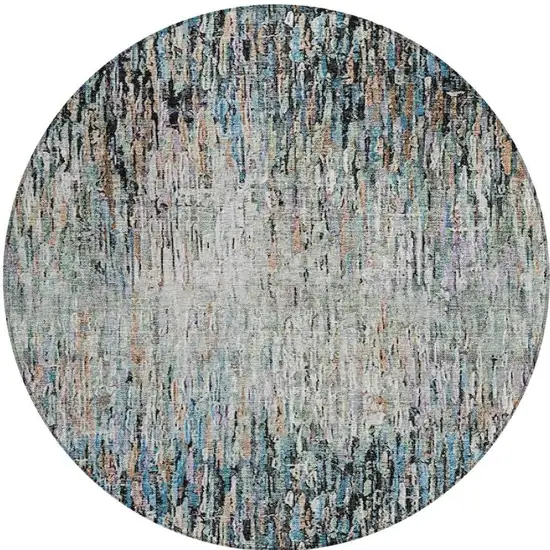 8' Black And Gray Round Striped Washable Indoor Outdoor Area Rug Photo 3