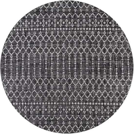 8' Black And Gray Round Trellis Indoor Outdoor Area Rug Photo 3