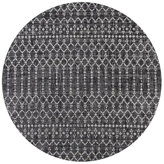 9' Black And Gray Round Trellis Indoor Outdoor Area Rug Photo 1