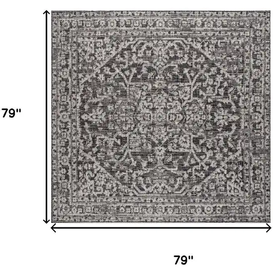 6' Black And Gray Square Medallion Indoor Outdoor Area Rug Photo 6