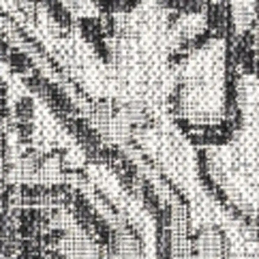 4' Black And Gray Square Medallion Indoor Outdoor Area Rug Photo 2